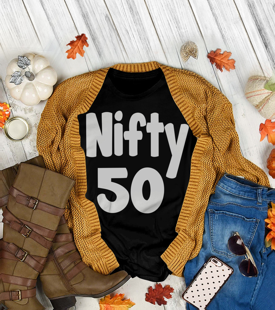 Nifty 50 Bold Retro Typography Celebrating Milestone T-Shirt