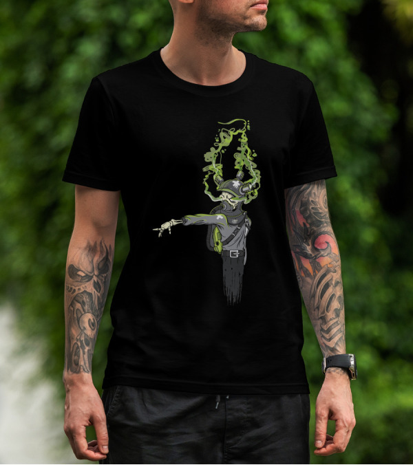 Noxious Gases May Be Harmful Alien In Gas Mask With Green Smoke T-Shirt
