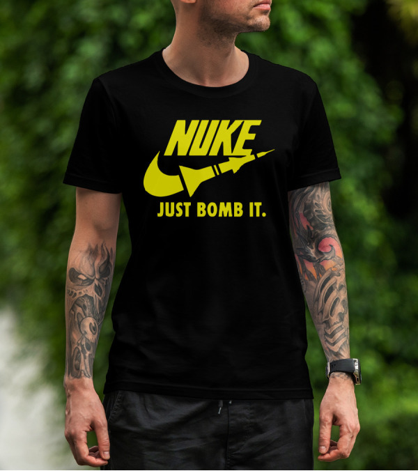 NUKE JUST BOMB IT Yellow Rocket T-Shirt