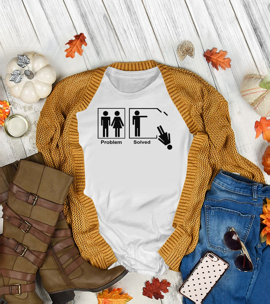 Problem Solved Funny Marriage Humor Iconic Beer Reference Witty T-Shirt