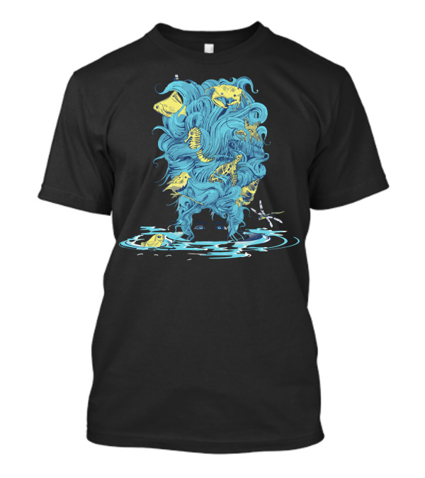AmphitriteS Delight Blue Ocean Hair With Sea Creatures T-Shirt