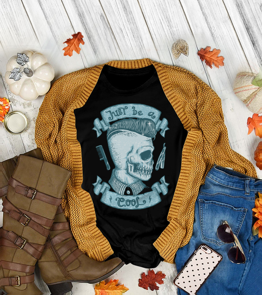 Just Be A Cool Skeleton Pompadour Comb Razor T-Shirt
