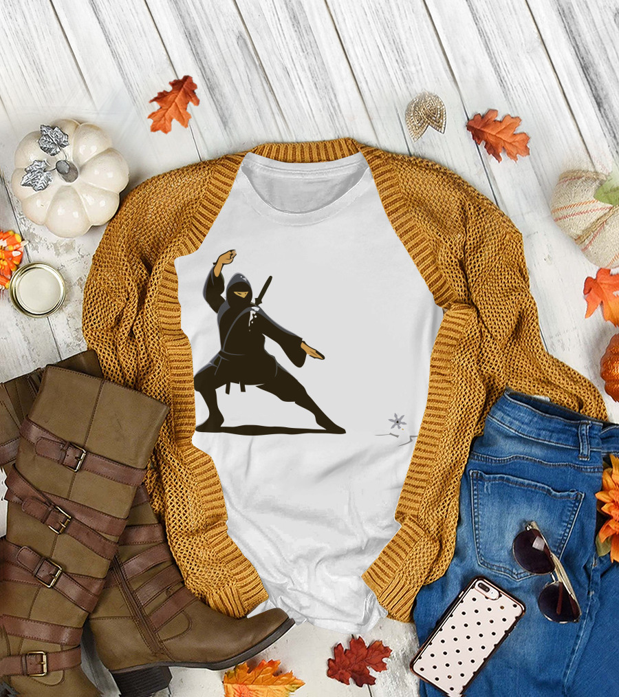 Big Mistake Ninja Throwing Stars at Pigeon T-Shirt