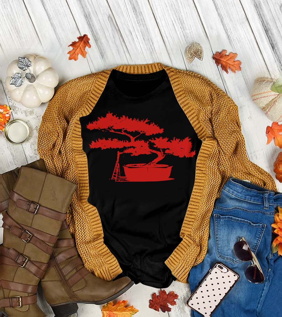 Bonsai Gardener Trimming a Red Bonsai Tree T-Shirt
