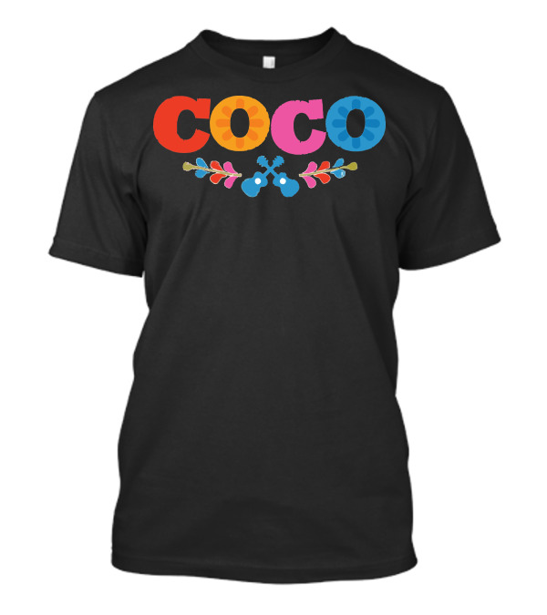 Coco Pixar Colorful Floral Guitar T-Shirt