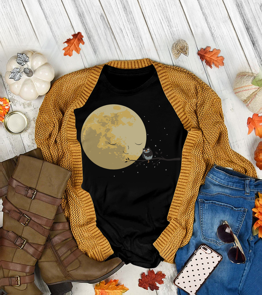 Sleeping Moon with Bird and Stars T-Shirt
