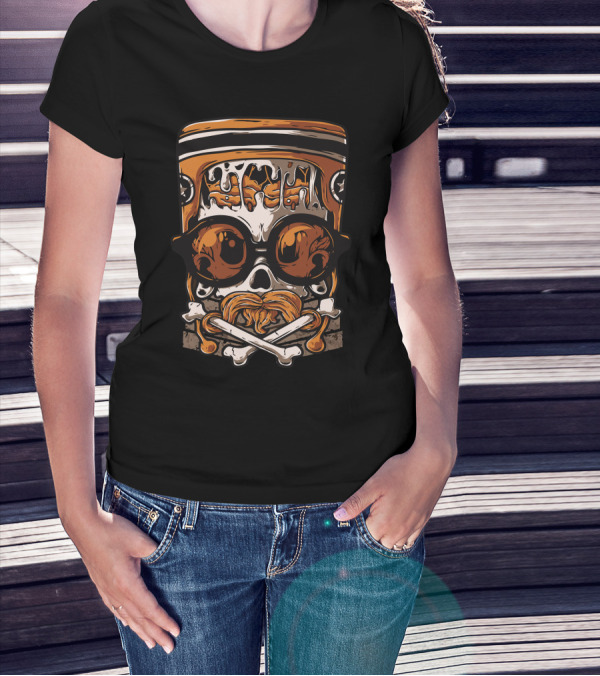 Nerd Skull With Glasses And Mustache Crossbones T-Shirt
