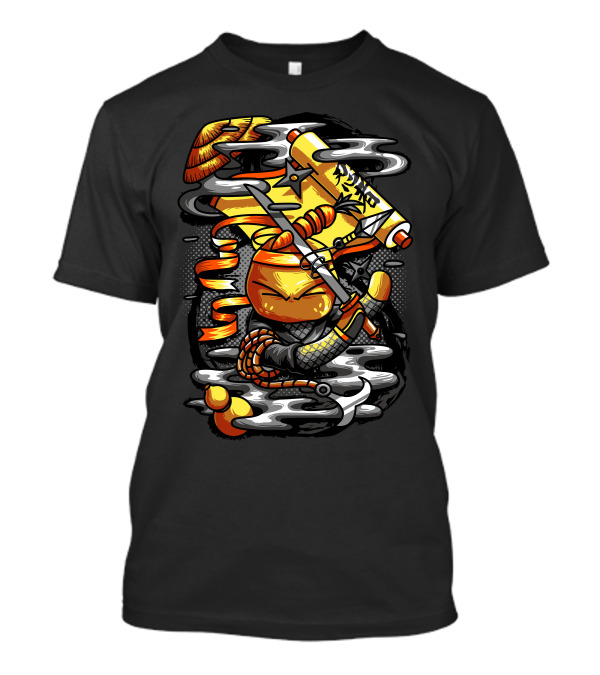 Ninja Go Scroll Warrior With Nunchucks And Sword T-Shirt