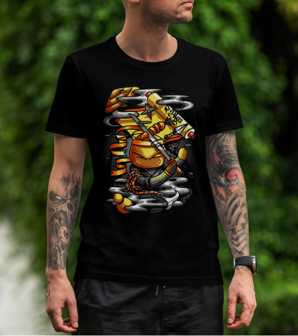 Ninja Go Scroll Warrior With Nunchucks And Sword T-Shirt