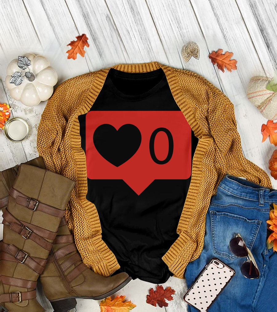 Heart Zero Love Notification Icon Red Black Display T-Shirt