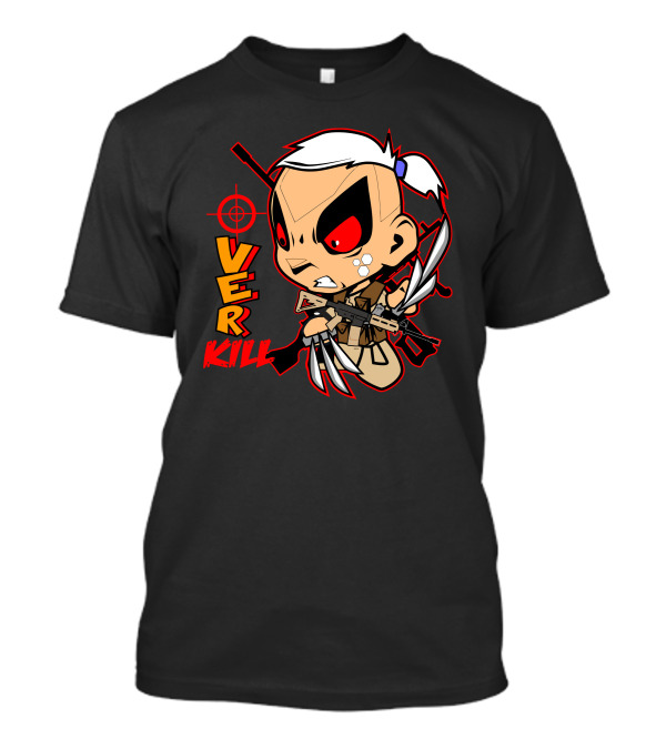 Cartoon Overkill With Knives And Gun Character T-Shirt