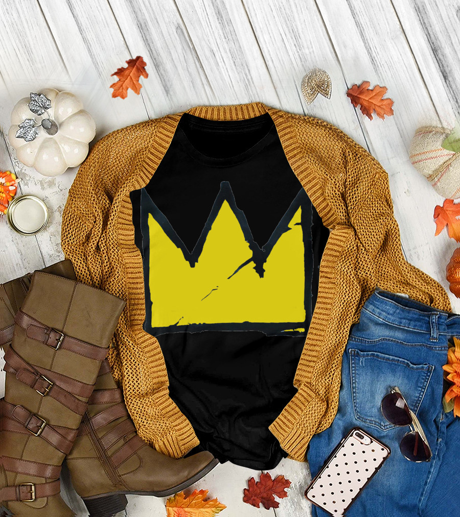 Basquiat Crown Iconic Yellow Black T-Shirt