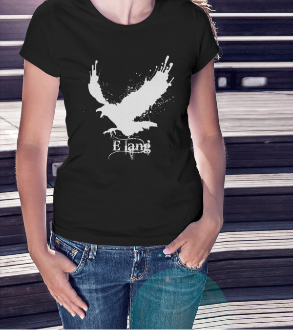 E Lang Eagle Silhouette With Splatter Effect T-Shirt