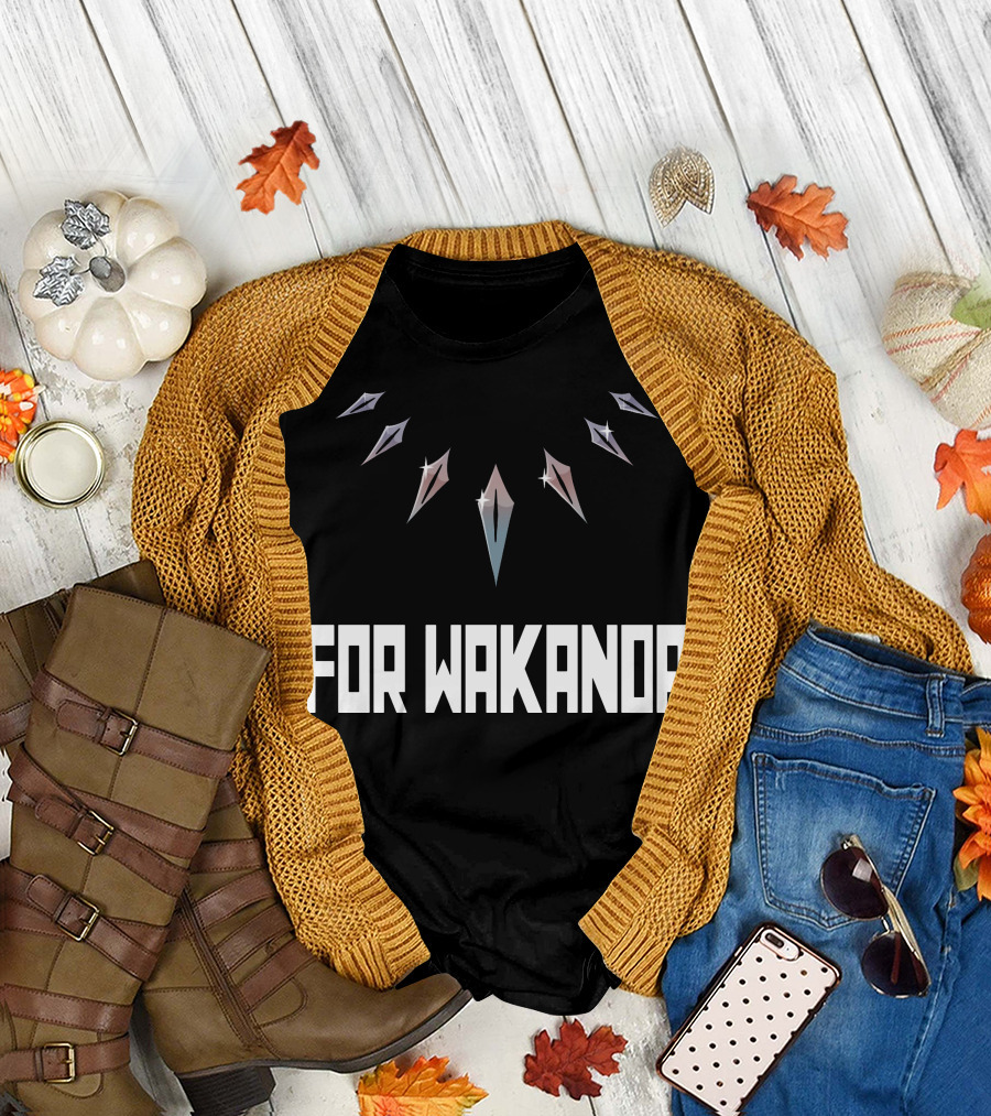 For Wakanda Tribute with Vibranium Necklace Elements T-Shirt