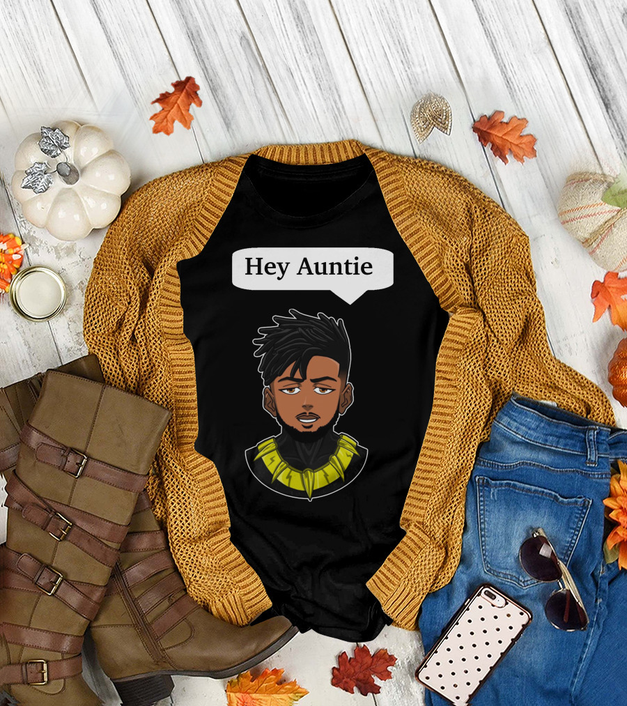 Killmonger Hey Auntie Black Panther Anime Style Fan T-Shirt