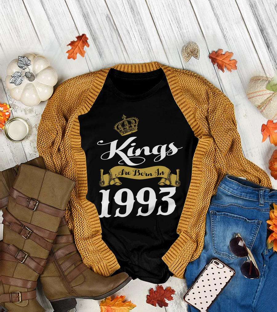 Kings Are Born In 1993 Crown Banner T-Shirt