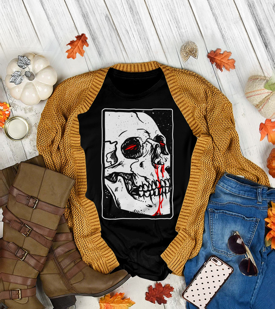 Peek Skull Red Eyes and Tears T-Shirt