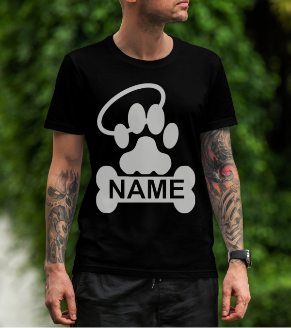 Customized Paw Print Halo Bone NAME T-Shirt