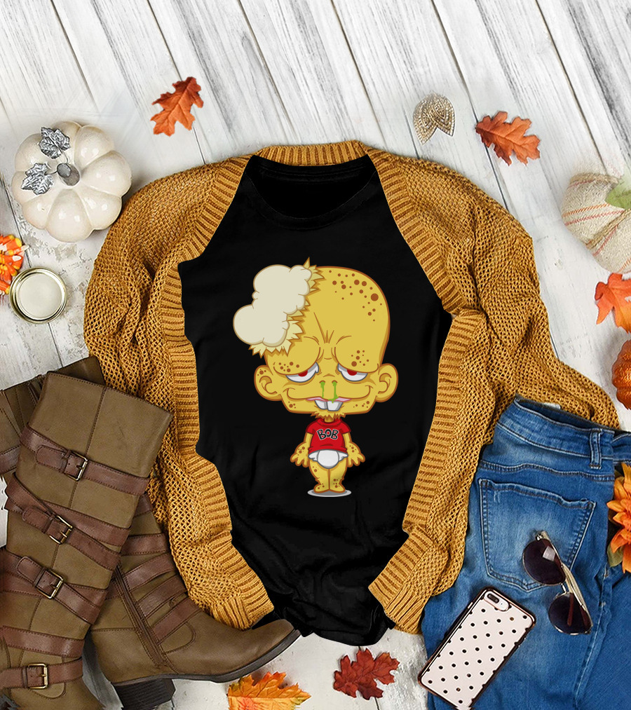Popelbob Popcornkopf Bob Character with Yellow Face and Popcorn Hair T-Shirt