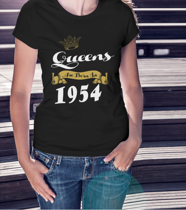 Queens Are Born In 1954 Crown Banner T-Shirt