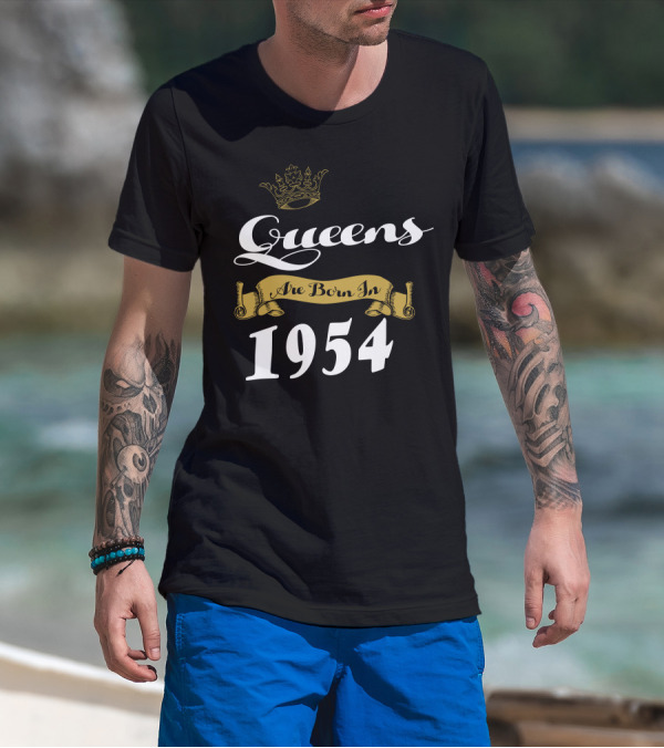 Queens Are Born In 1954 Crown Banner T-Shirt