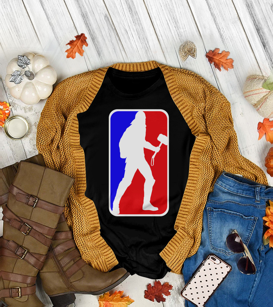 Thor Basketball League Silhouette Mjolnir T-Shirt