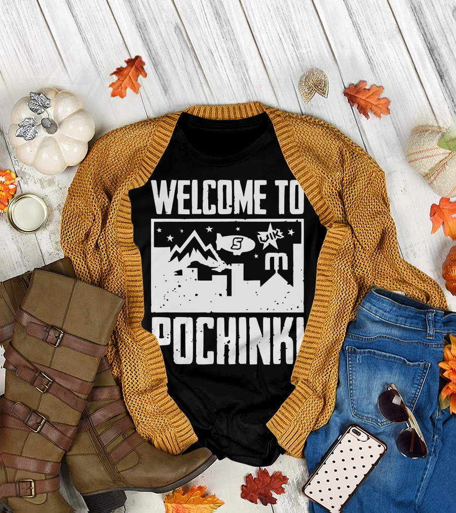 Welcome To Pochinki Skyline Stars Mountain Blimp T-Shirt