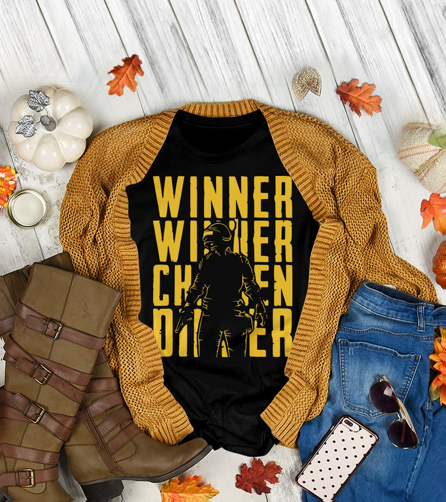 Winner Winner Chicken Dinner PUBG Silhouette Gaming Victory T-Shirt
