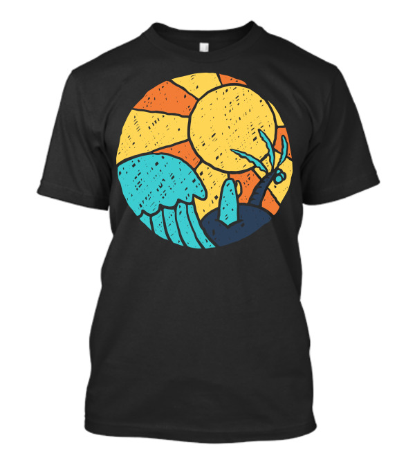Beach Vibes Sun Wave Palm Tree T-Shirt