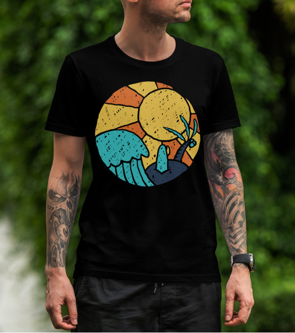 Beach Vibes Sun Wave Palm Tree T-Shirt