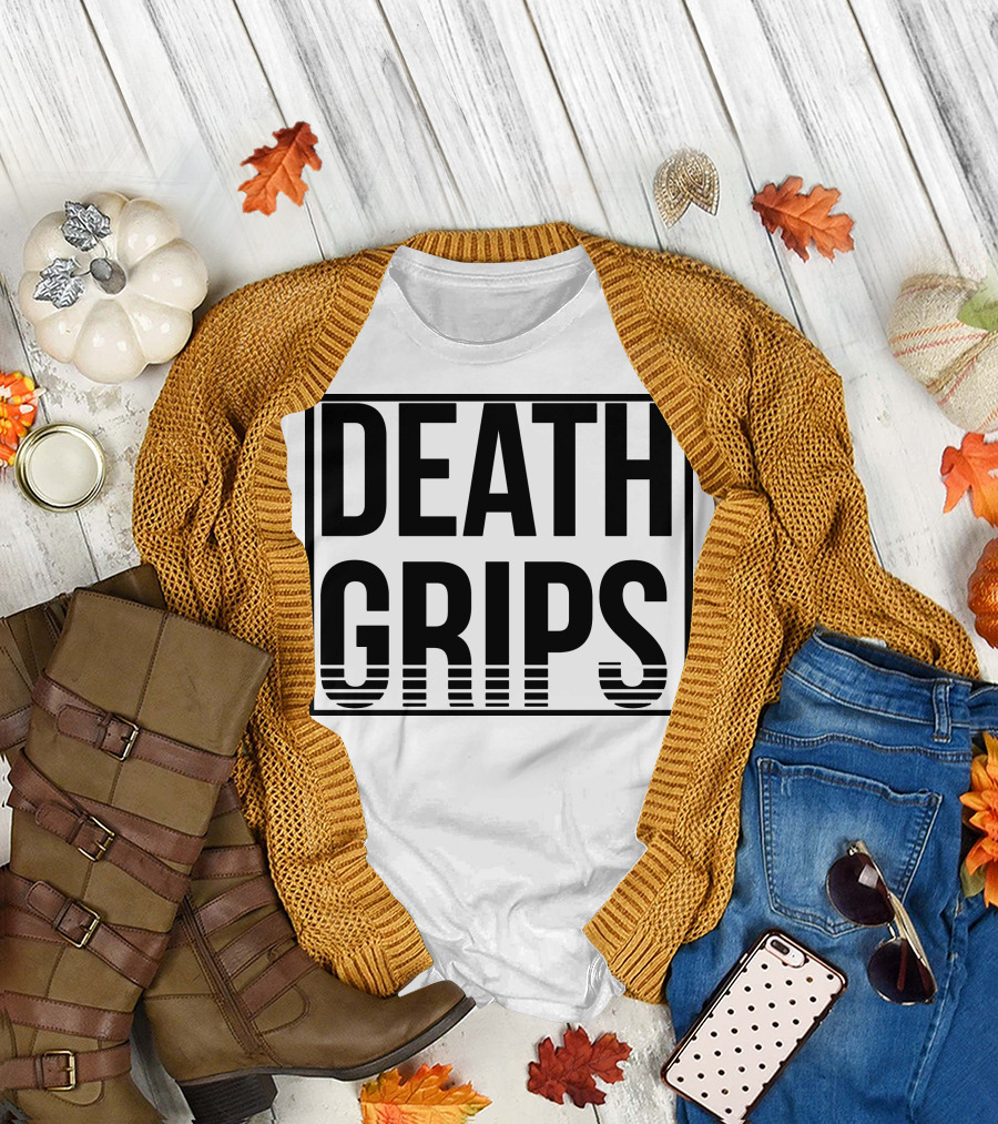 Death Grips Bold Text with Striped T-Shirt