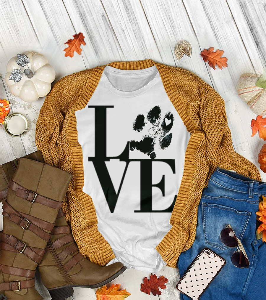 LOVE Paw Print Dog T-Shirt