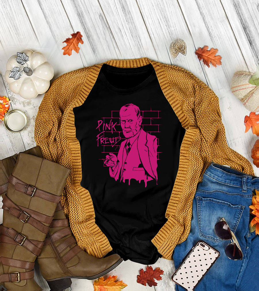 Pink Freud Sigmund Graffiti Style Wall T-Shirt