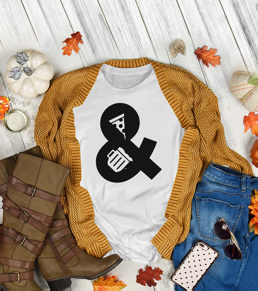 Pizza and Beer Combination Ampersand with Slice and Mug T-Shirt