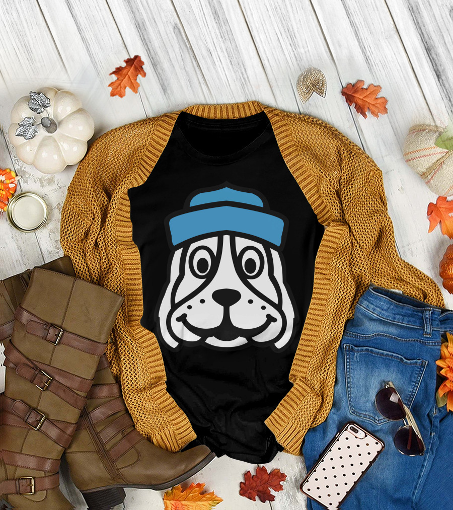 Puppie Dog with Blue Hat Face T-Shirt