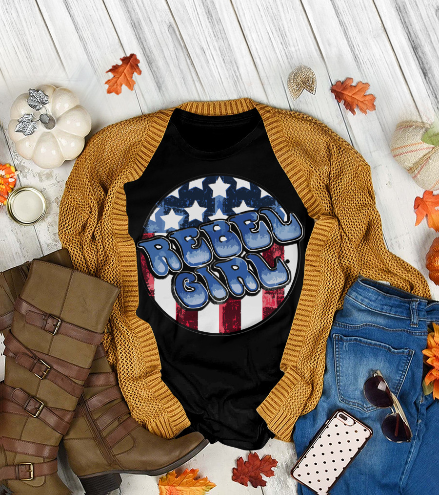 Rebel Girl Stars and Stripes American Flag T-Shirt