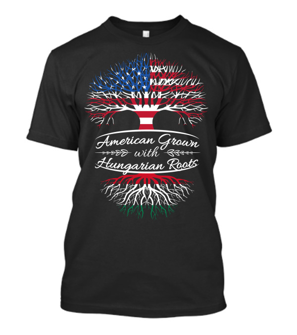 American Grown With Hungarian Roots Tree Flag T-Shirt