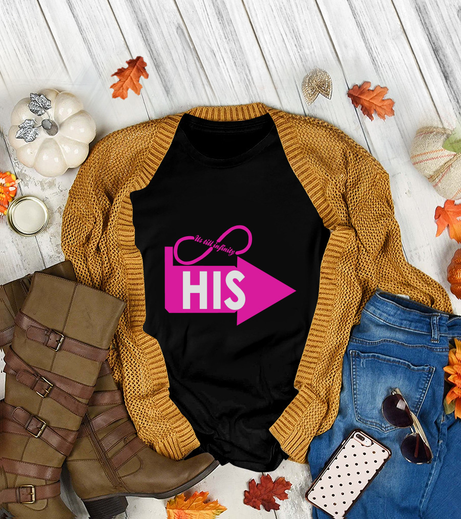 Us Till Infinity His Pink Arrow T-Shirt