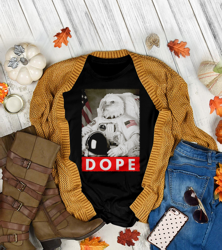 Dope Eagle Astronaut Suit American Flag T-Shirt