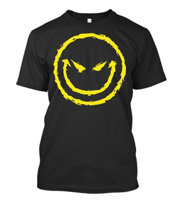 Evil Smiley Face Grunge Yellow Emoticon T-Shirt