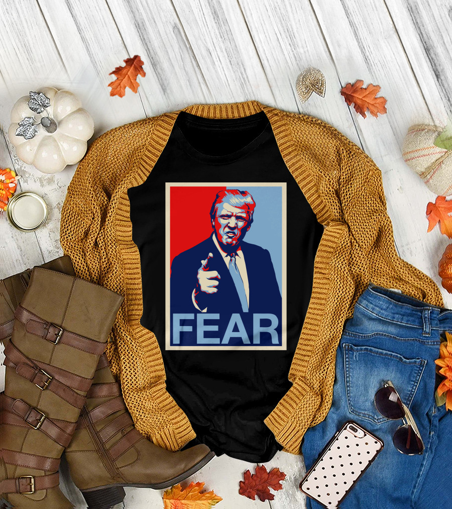 Fear Hope Poster Style Red Blue T-Shirt