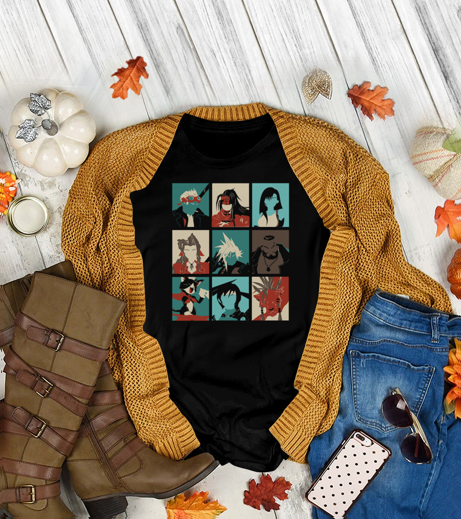 Final Fantasy Iconic Characters Pop Art Grid T-Shirt