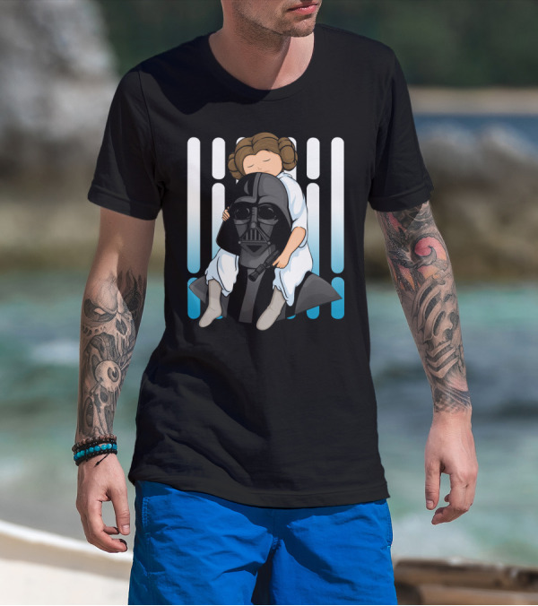 Number One Dad Star Wars Leia Hugging Darth Vader T-Shirt