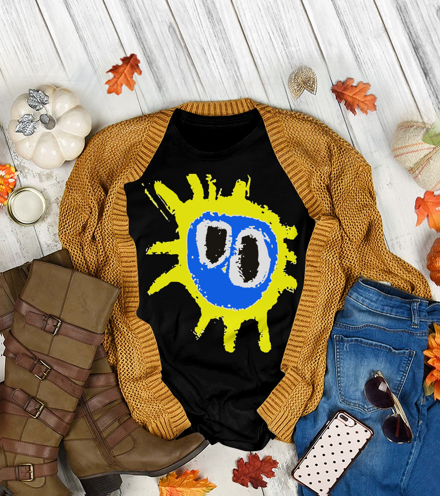 Screamadelica Yellow and Blue Sunburst T-Shirt