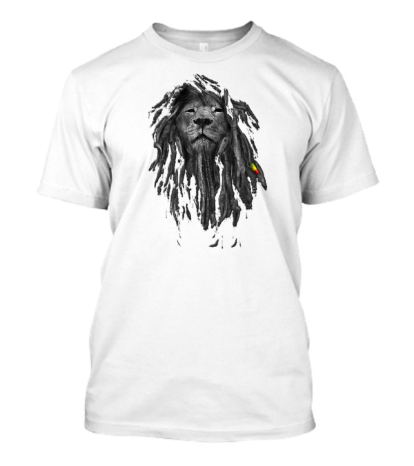 Rasta Lion Shadow Dreadlocks With Red Yellow Green Accent T-Shirt