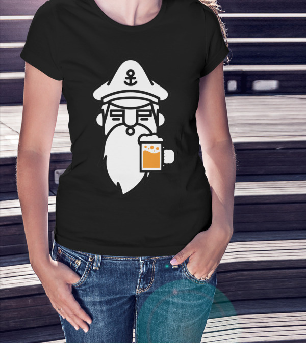 Beard Or Beer Captain Anchor Holding Mug T-Shirt