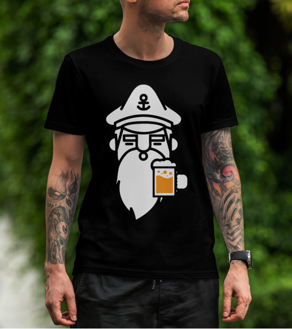 Beard Or Beer Captain Anchor Holding Mug T-Shirt