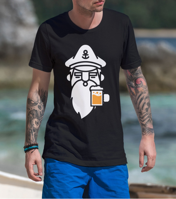 Beard Or Beer Captain Anchor Holding Mug T-Shirt