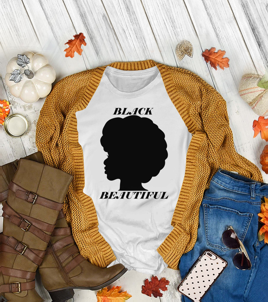 BLACK BEAUTIFUL Silhouette Afro Profile T-Shirt