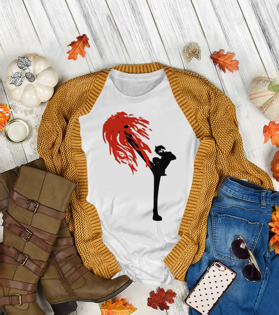 Black Leg Red Fiery Kick T-Shirt